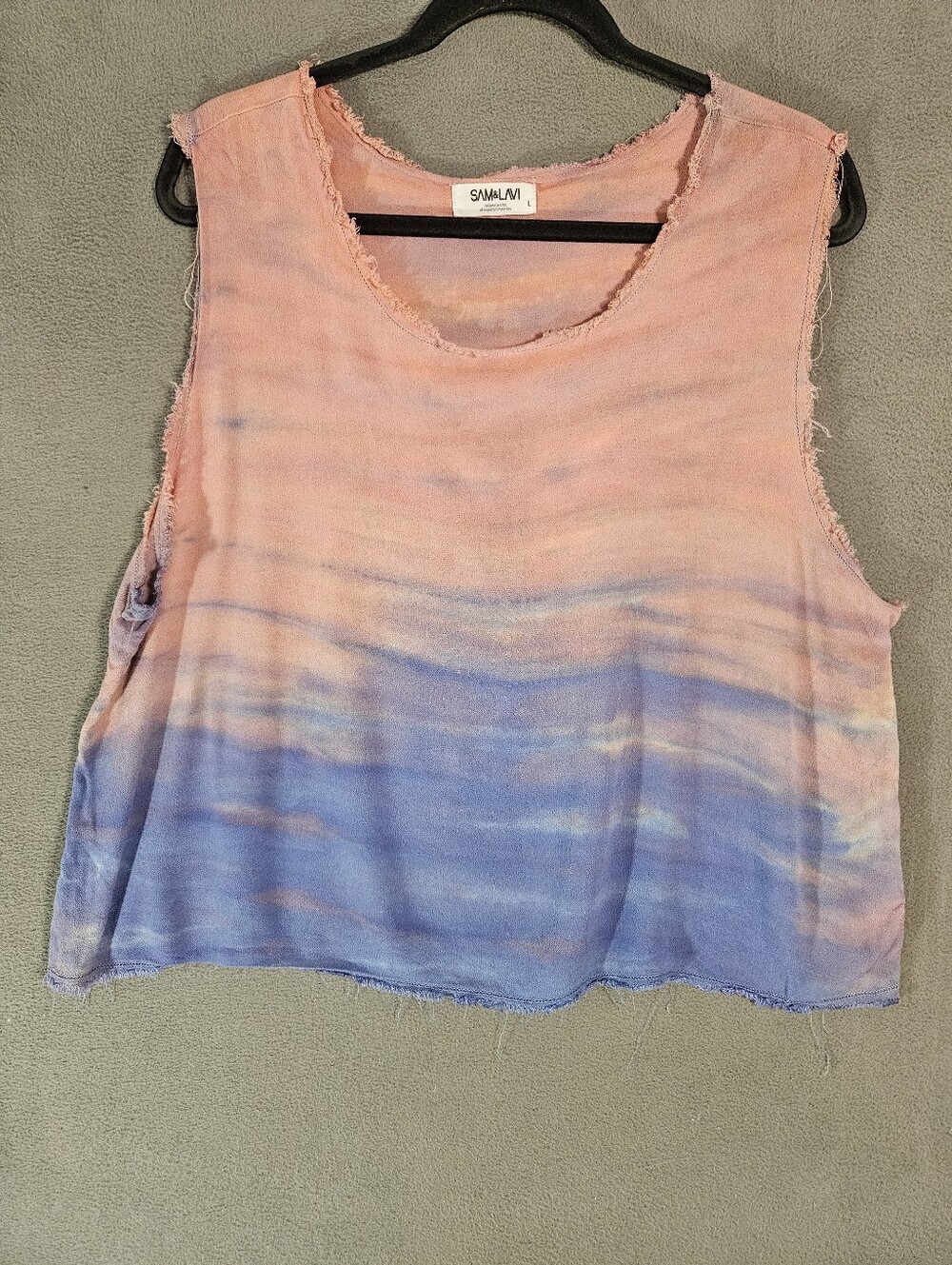 Sam & Lavi boxy fit tie dye ombré tank top Shirt Large Fyre Hem Boho